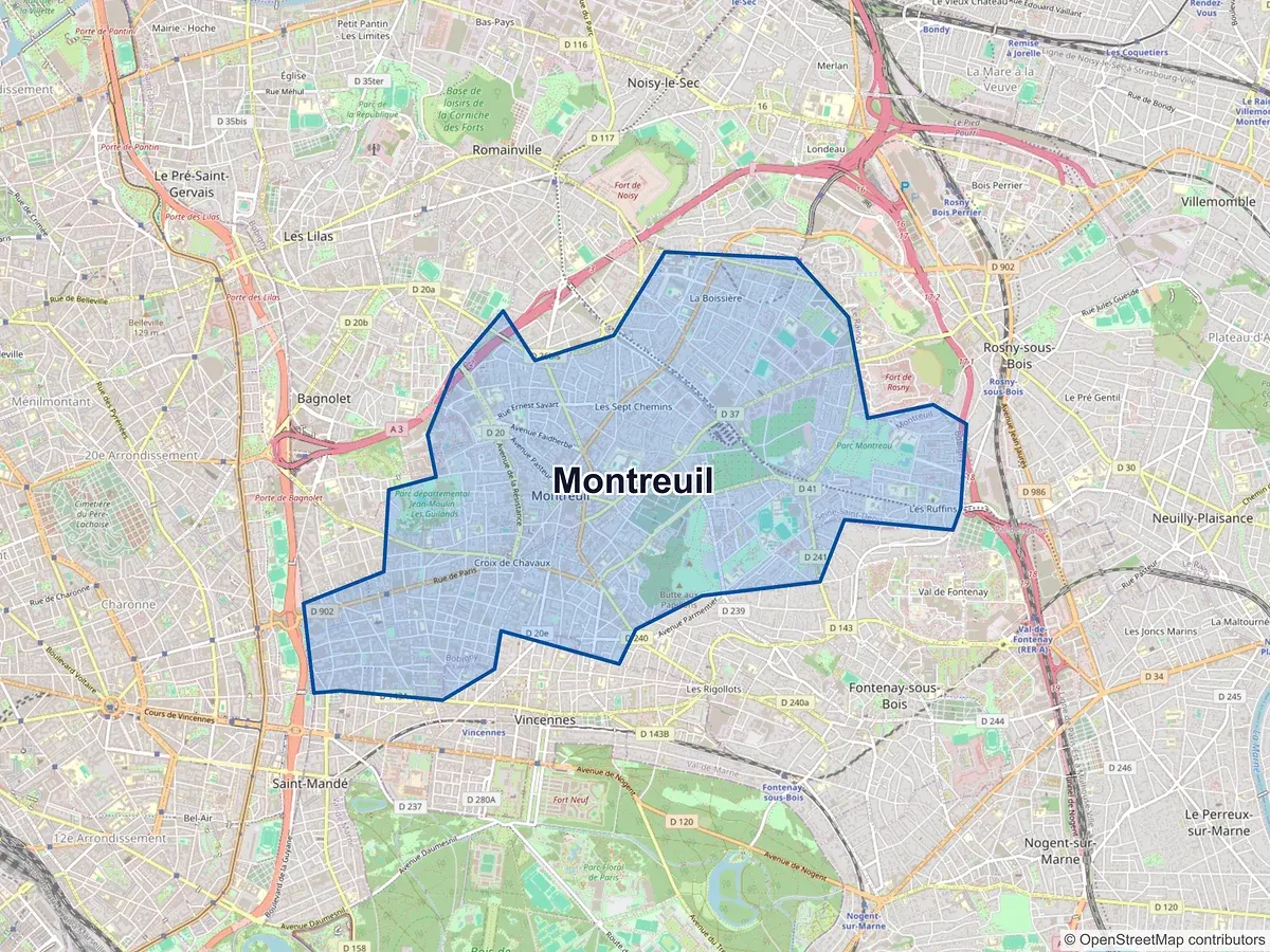 Carte de Montreuil (Seine-Saint-Denis)