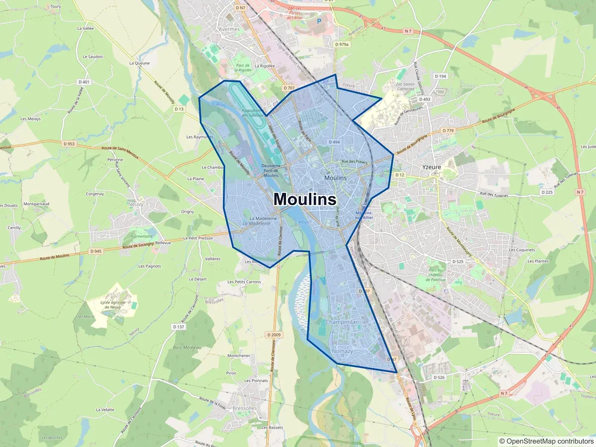 Carte de Moulins (Allier)