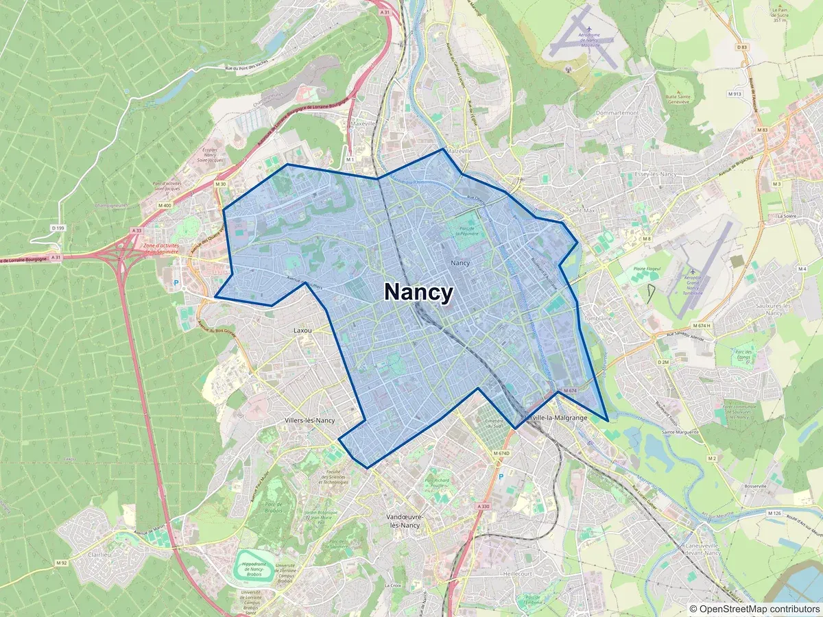 Carte de Nancy (Meurthe-et-Moselle)