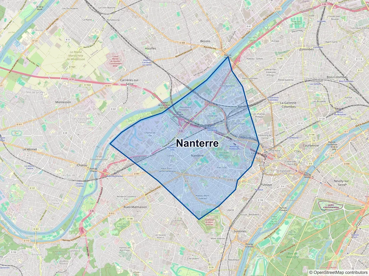 Carte de Nanterre (Hauts-de-Seine)