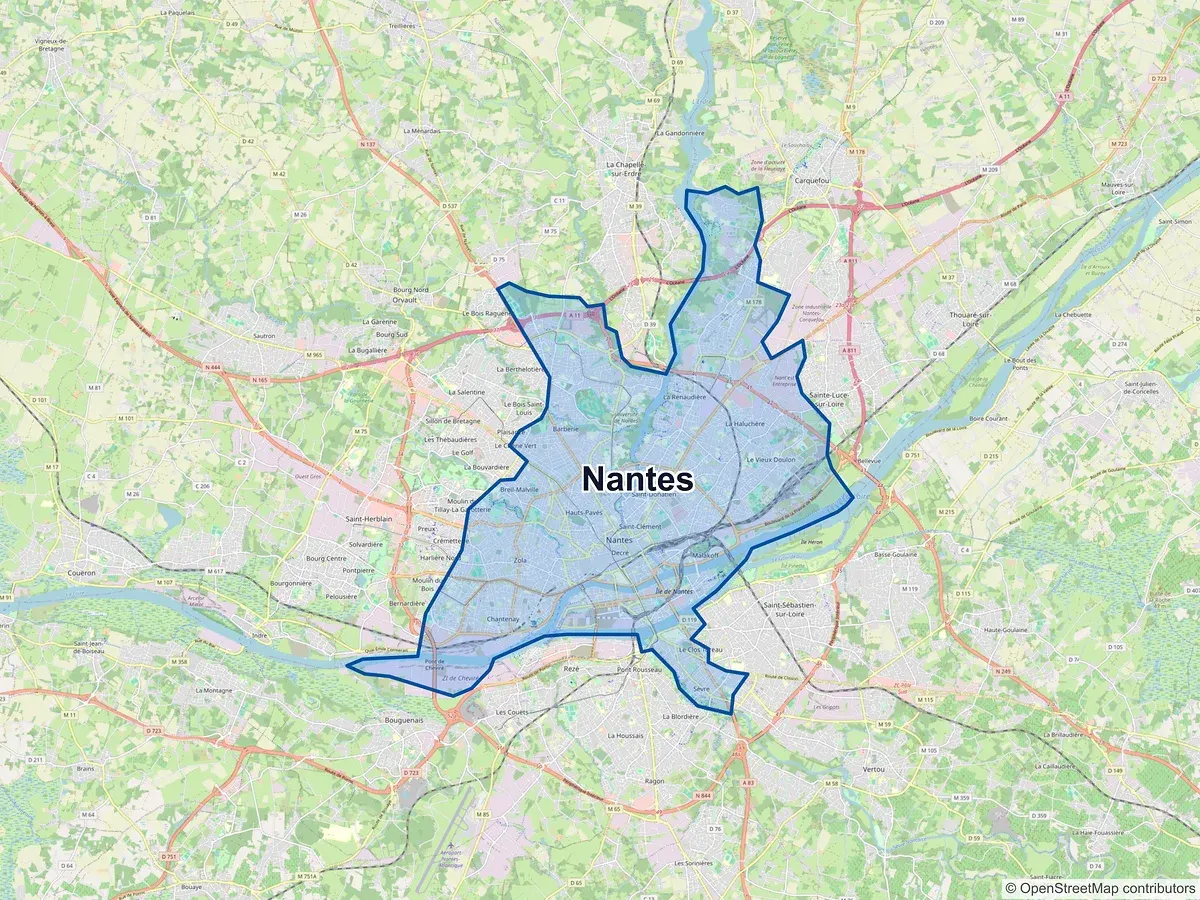 Carte de Nantes (Loire-Atlantique)