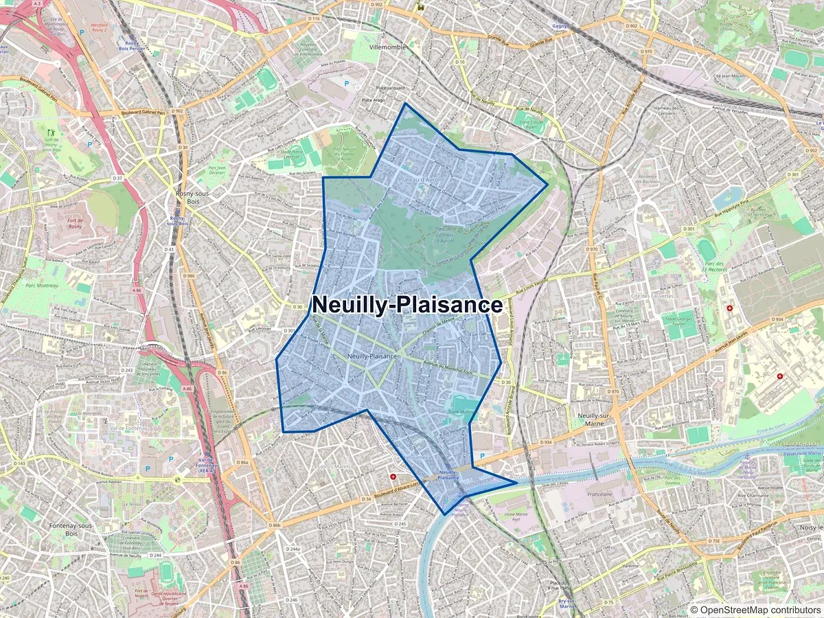 Carte de Neuilly-Plaisance (Seine-Saint-Denis)