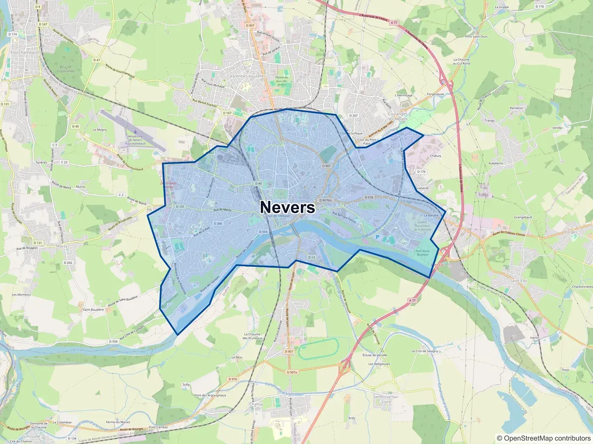 Carte de Nevers (Nièvre)