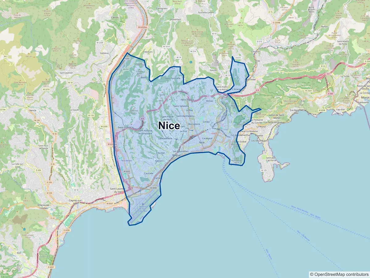 Carte de Nice (Alpes-Maritimes)