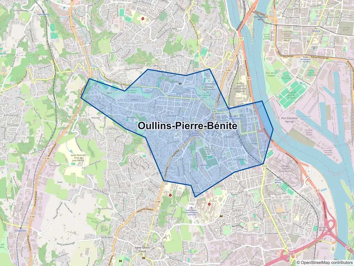 Carte de Oullins-Pierre-Bénite (Rhône)