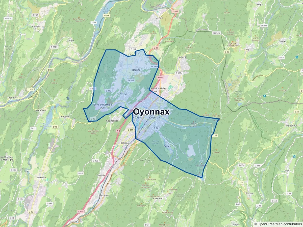 Carte de Oyonnax (Ain)