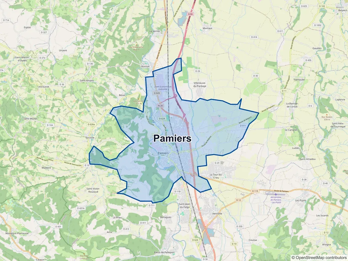 Carte de Pamiers (Ariège)