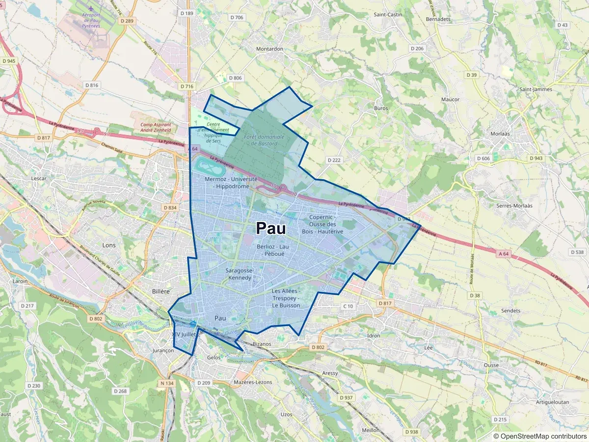 Carte de Pau (Pyrénées-Atlantiques)