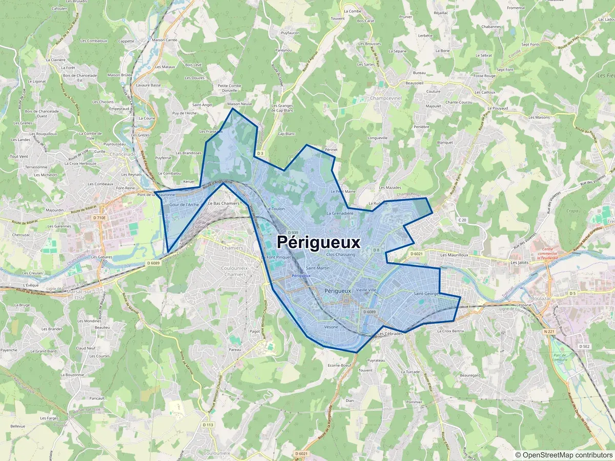 Carte de Périgueux (Dordogne)