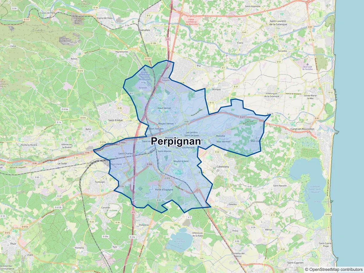 Carte de Perpignan (Pyrénées-Orientales)