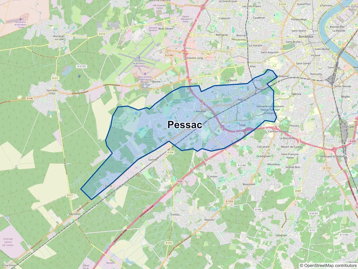 Carte de Pessac (Gironde)