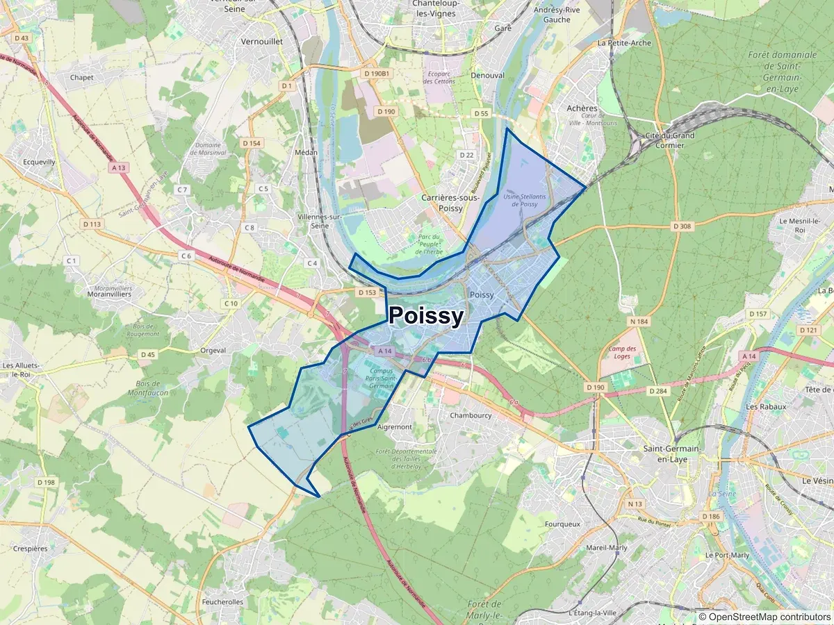 Carte de Poissy (Yvelines)
