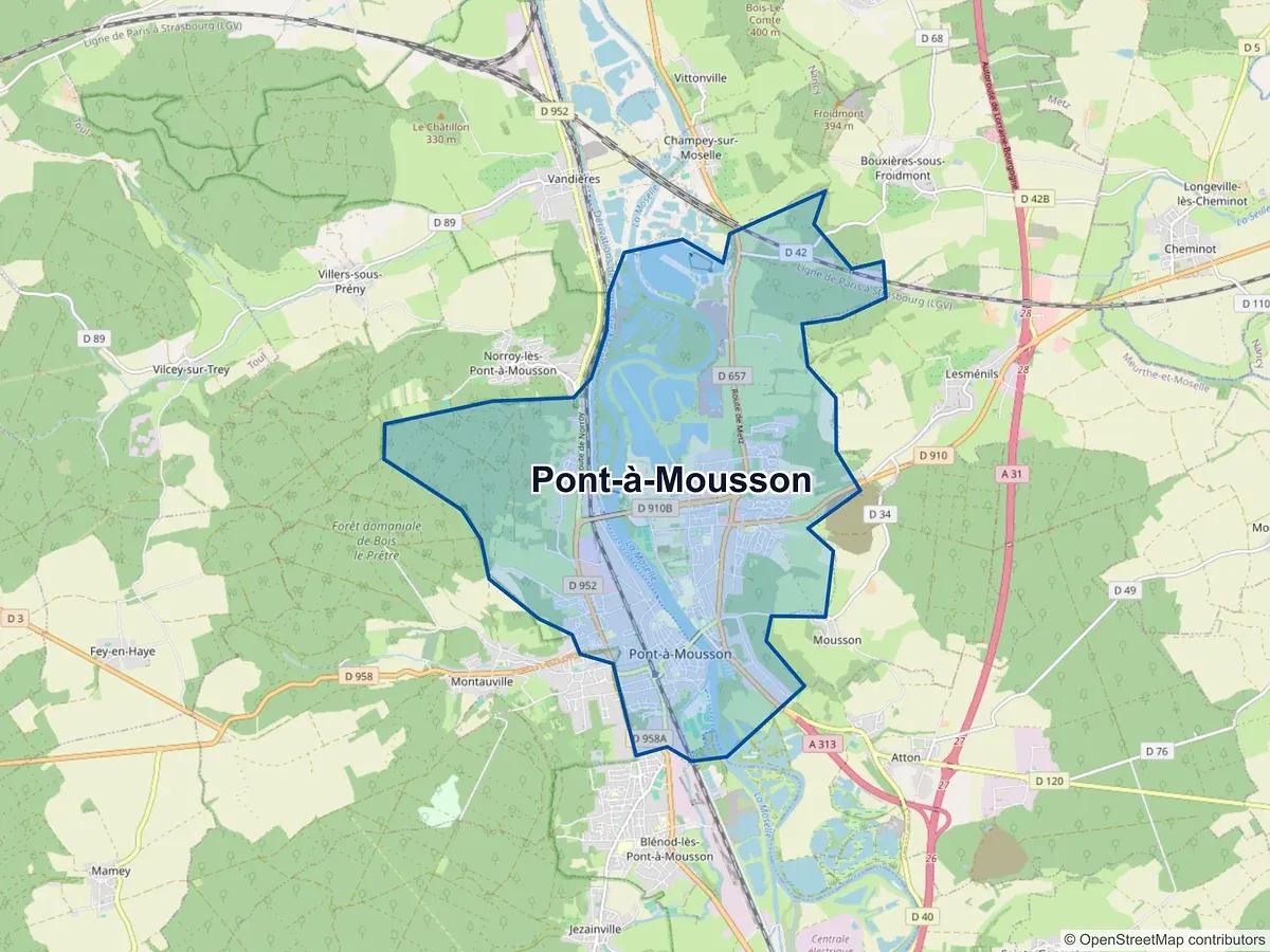 Carte de Pont-à-Mousson (Meurthe-et-Moselle)