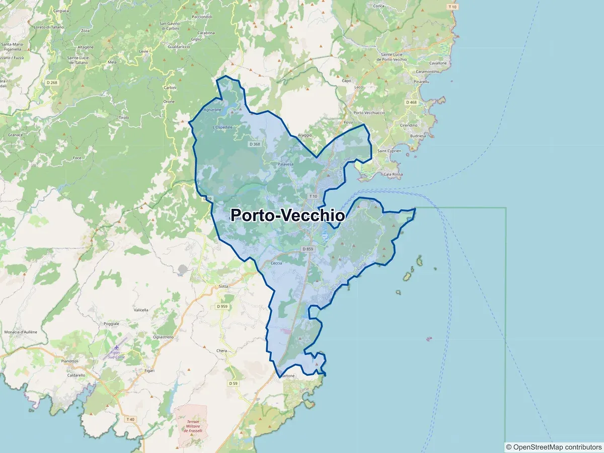 Carte de Porto-Vecchio (Corse-du-Sud)
