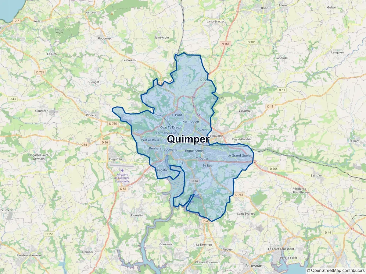 Carte de Quimper (Finistère)
