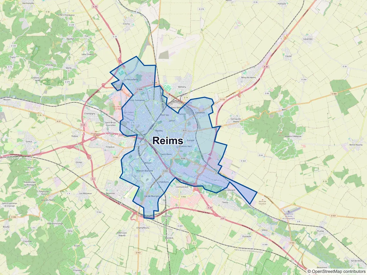 Carte de Reims (Marne)