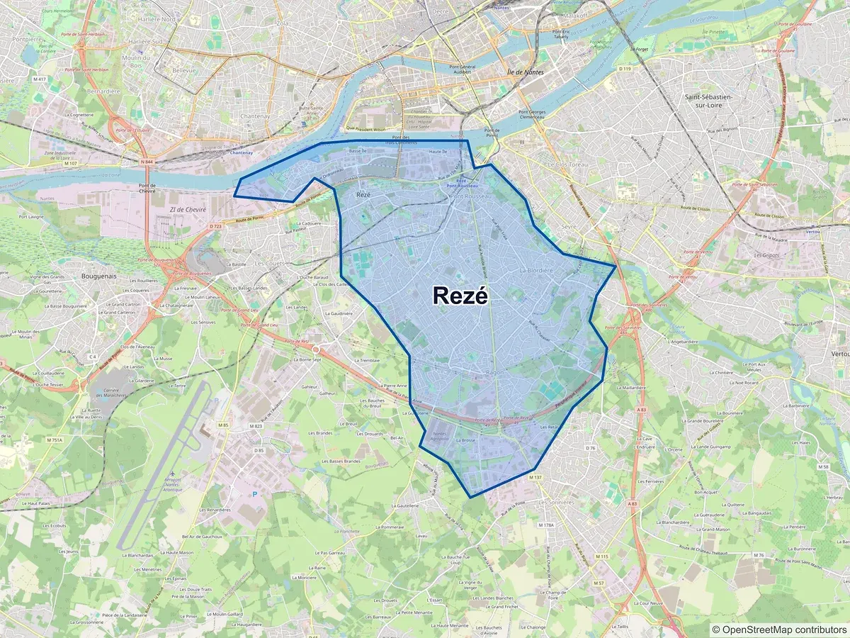 Carte de Rezé (Loire-Atlantique)