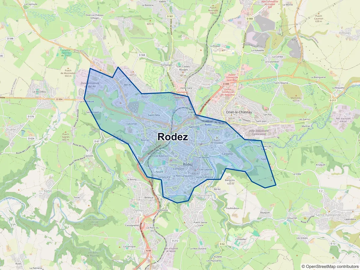 Carte de Rodez (Aveyron)