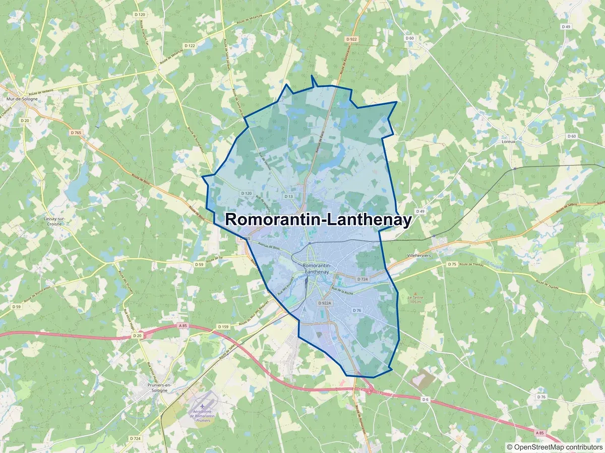 Carte de Romorantin-Lanthenay (Loir-et-Cher)