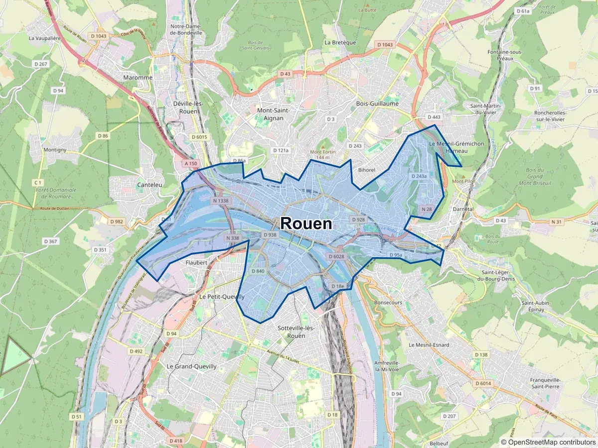 Carte de Rouen (Seine-Maritime)