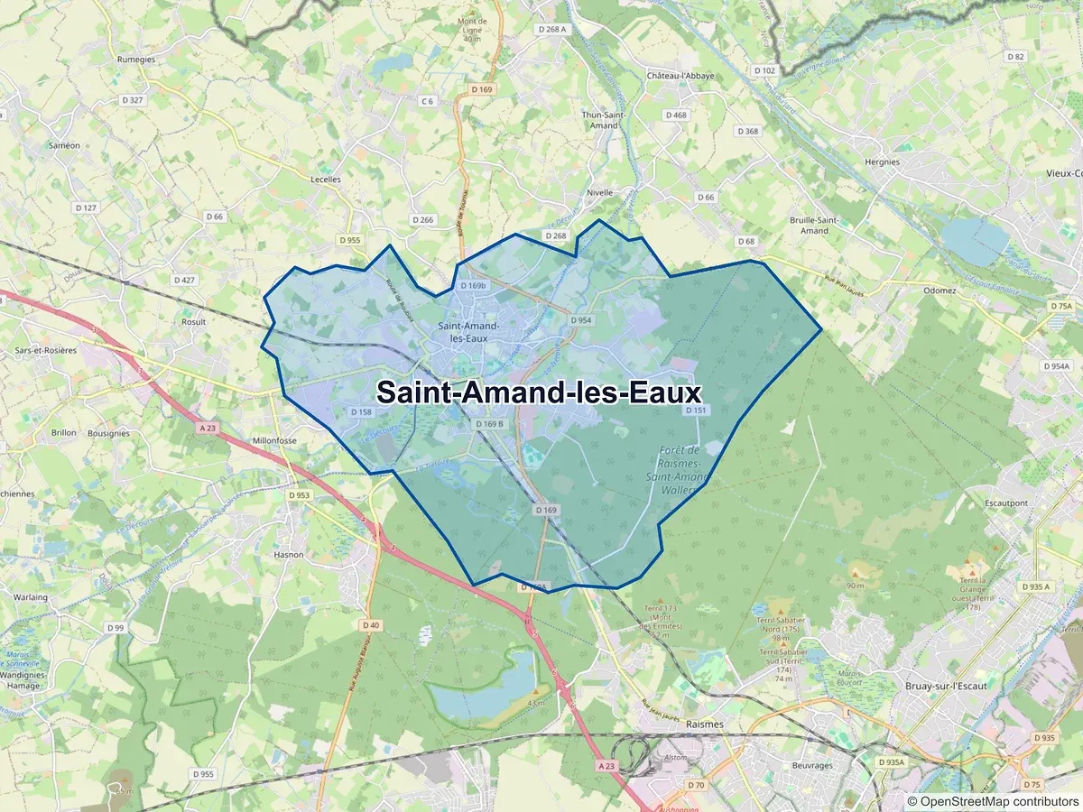 Carte de Saint-Amand-les-Eaux (Nord)