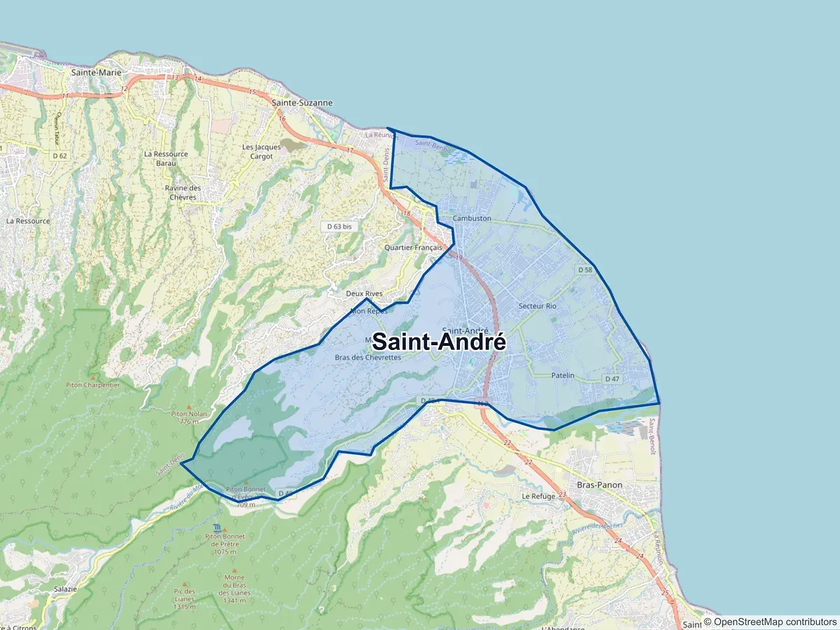 Carte de Saint-André (La Réunion)