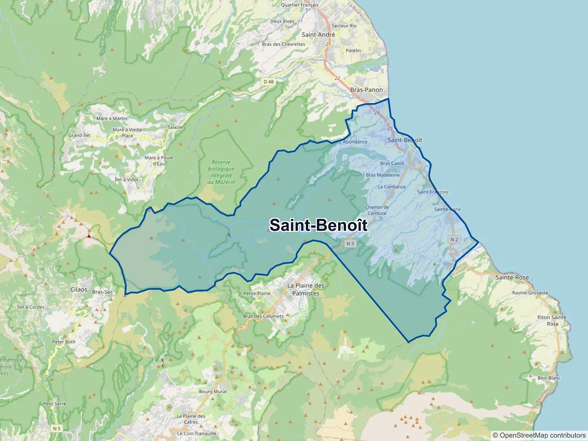 Carte de Saint-Benoît (La Réunion)