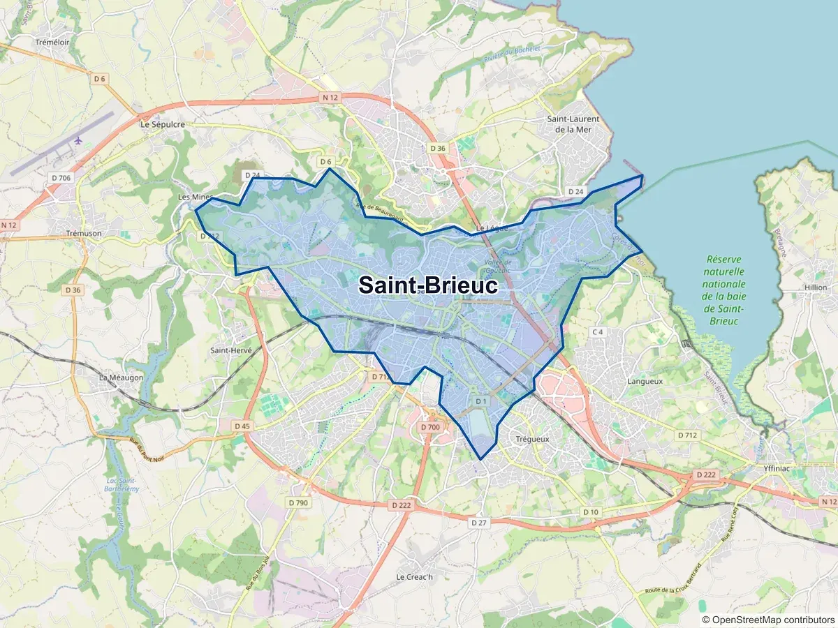 Carte de Saint-Brieuc (Côtes-d'Armor)