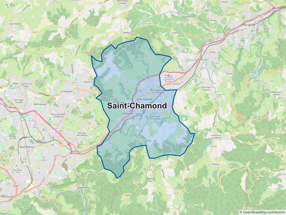 Carte de Saint-Chamond (Loire)