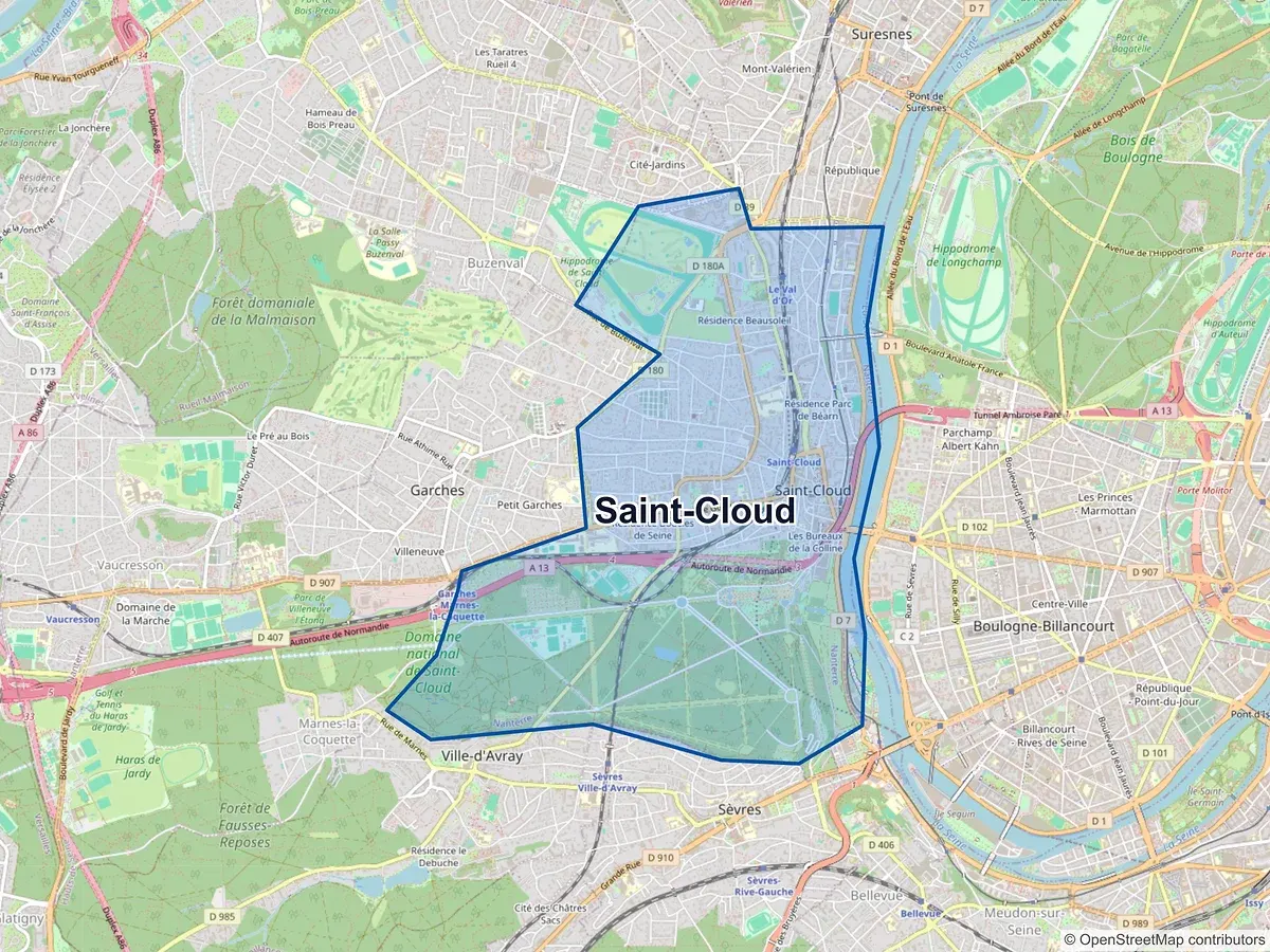 Carte de Saint-Cloud (Hauts-de-Seine)