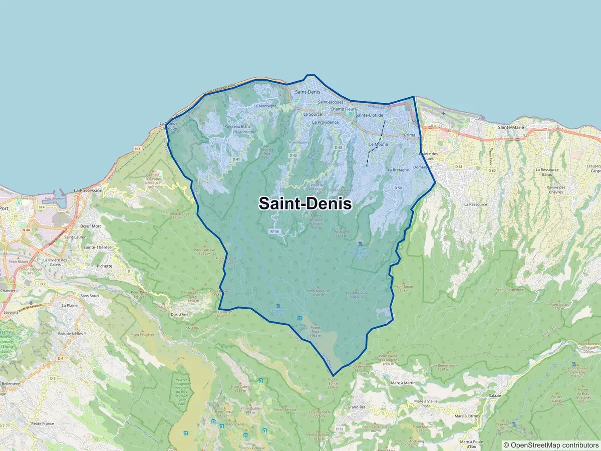 Carte de Saint-Denis (La Réunion)