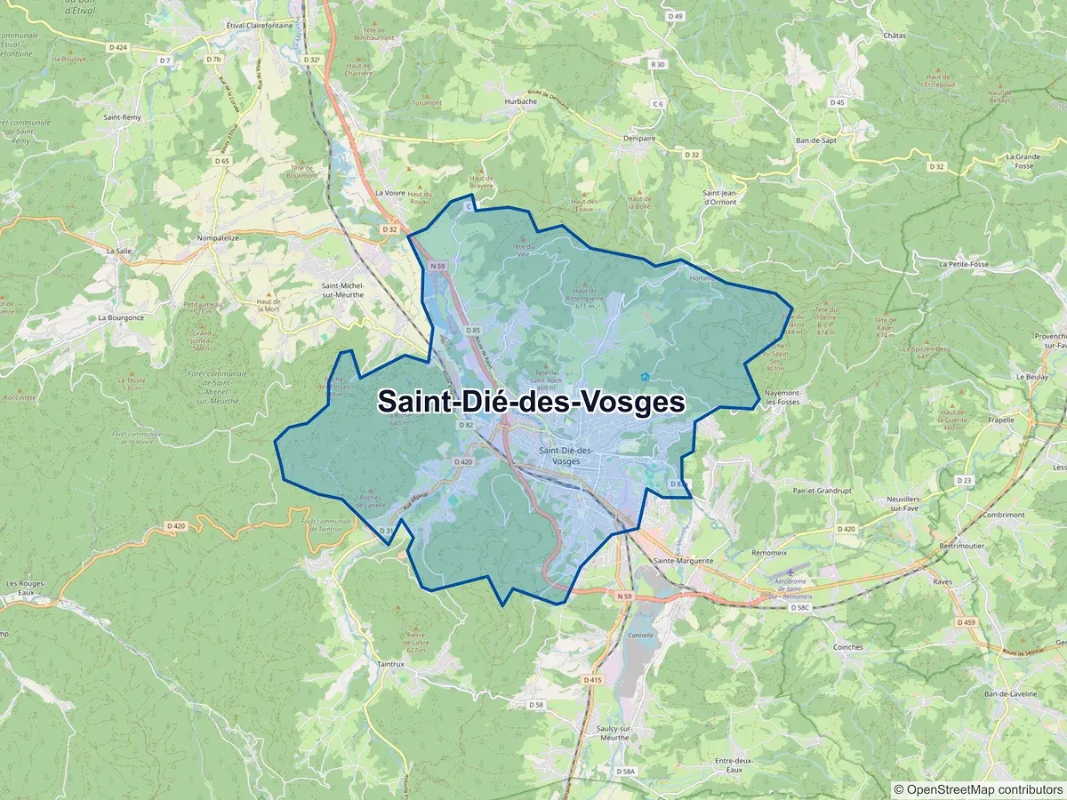 Carte de Saint-Dié-des-Vosges (Vosges)