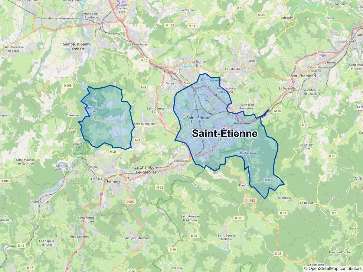 Carte de Saint-Étienne (Loire)