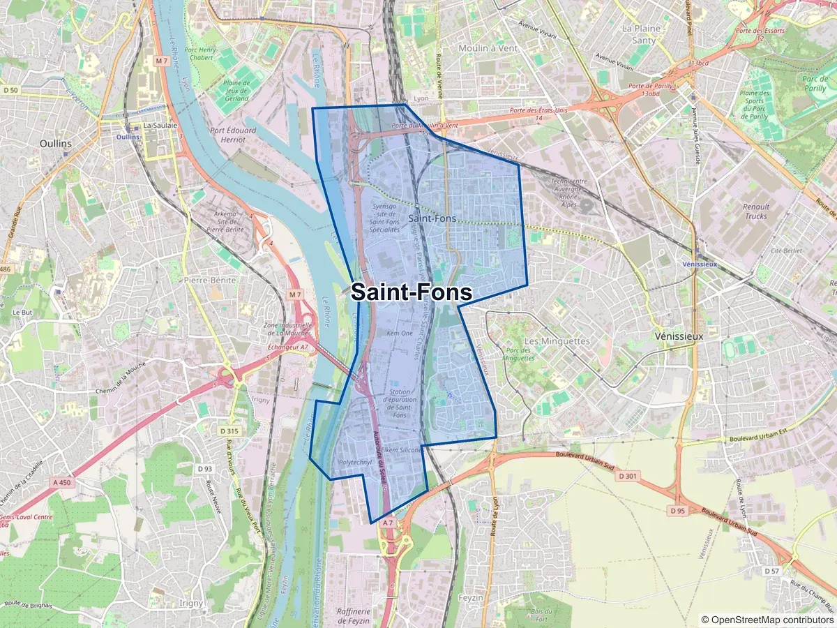 Carte de Saint-Fons (Rhône)