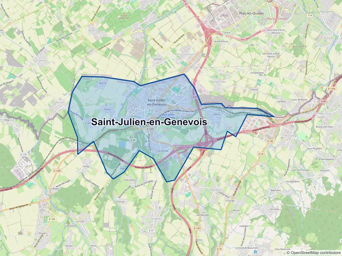 Carte de Saint-Julien-en-Genevois (Haute-Savoie)