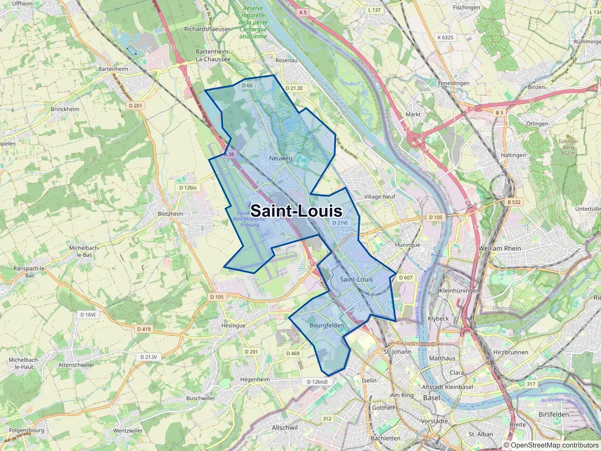 Carte de Saint-Louis (Haut-Rhin)