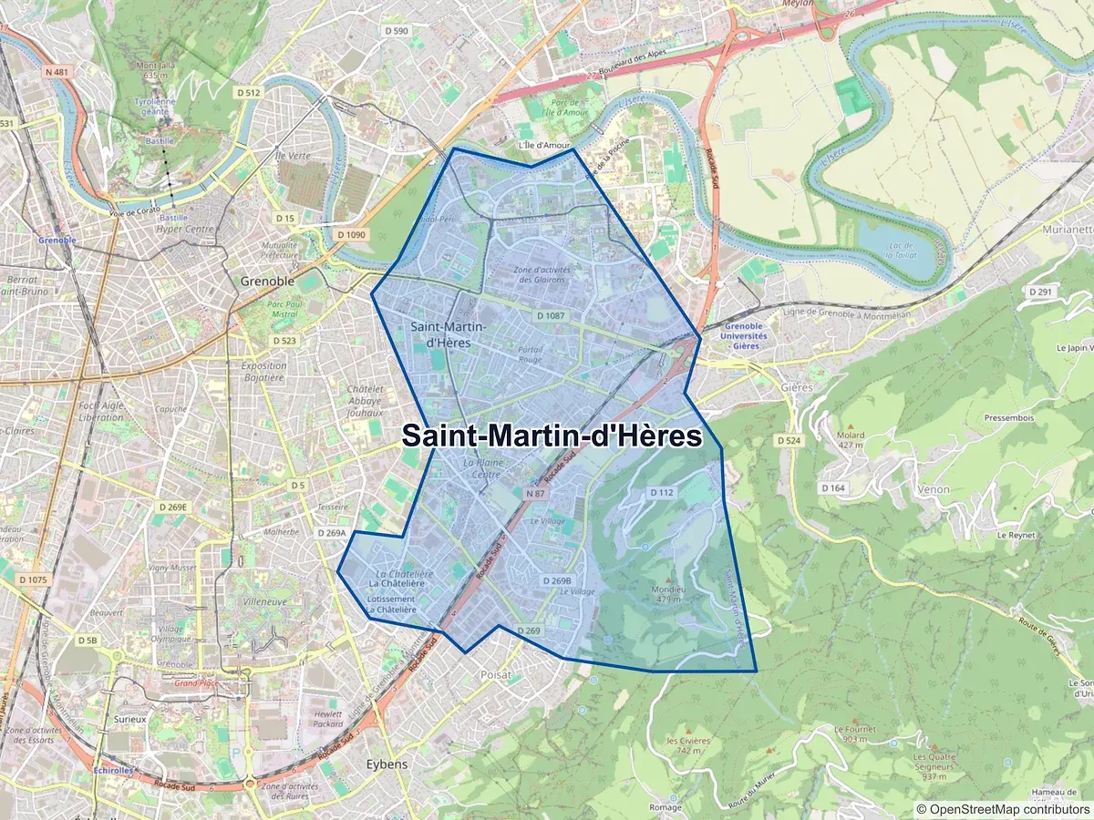 Carte de Saint-Martin-d'Hères (Isère)