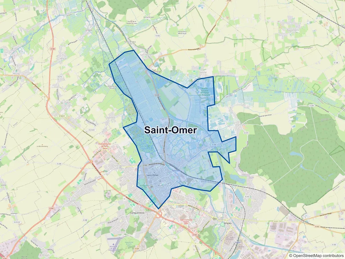 Carte de Saint-Omer (Pas-de-Calais)