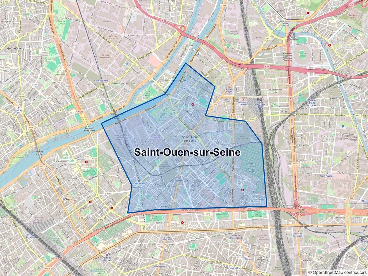Carte de Saint-Ouen-sur-Seine (Seine-Saint-Denis)