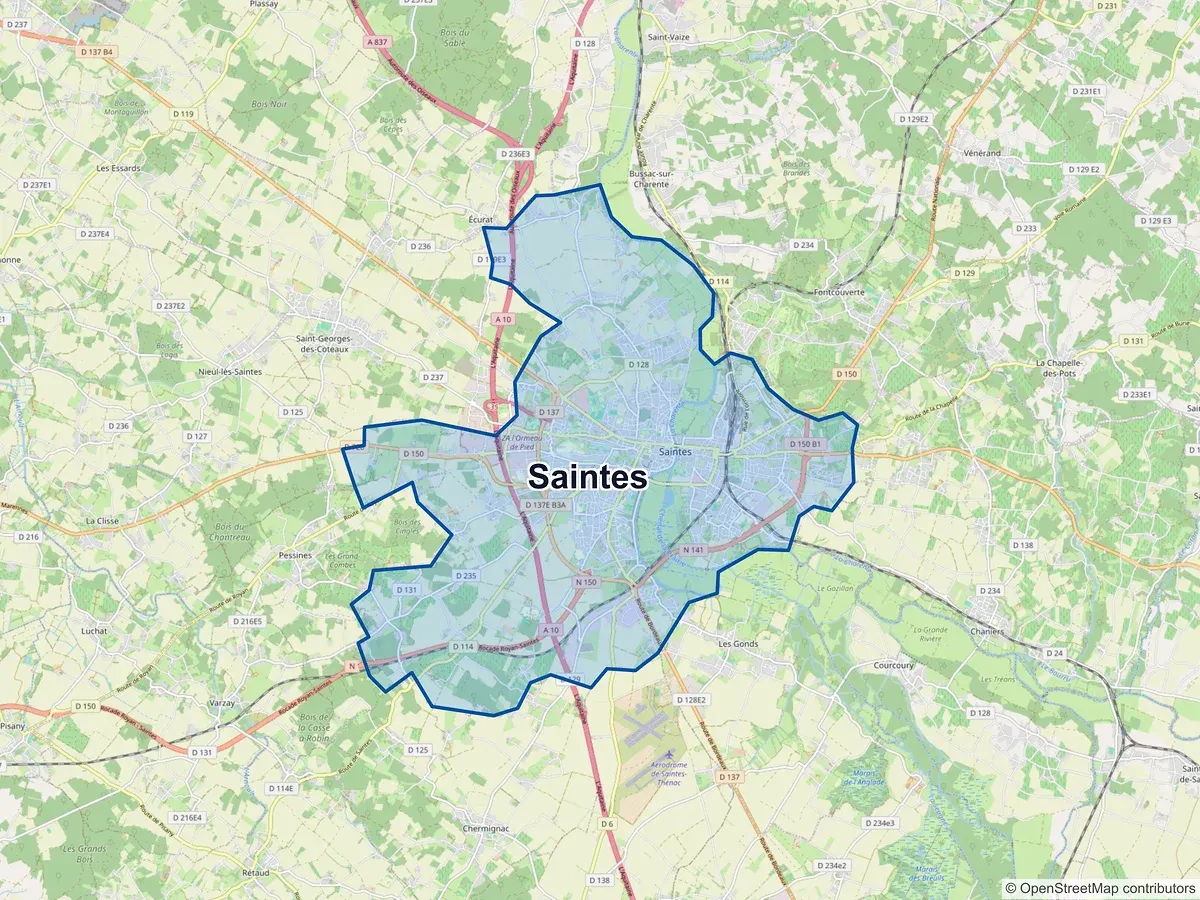 Carte de Saintes (Charente-Maritime)