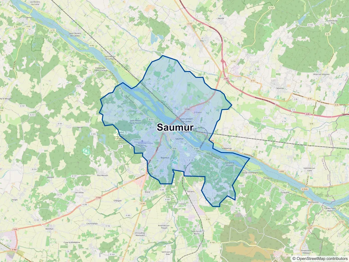 Carte de Saumur (Maine-et-Loire)