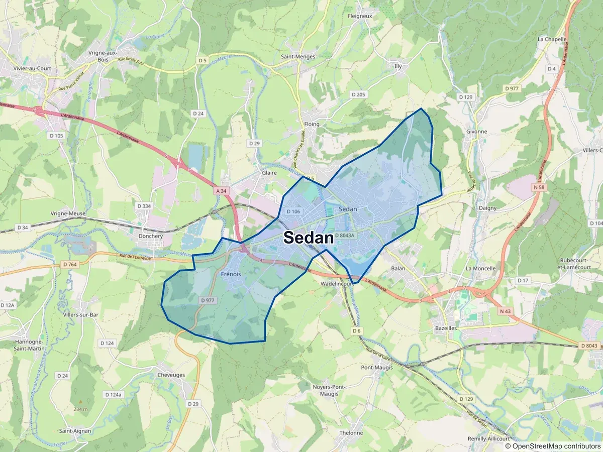 Carte de Sedan (Ardennes)
