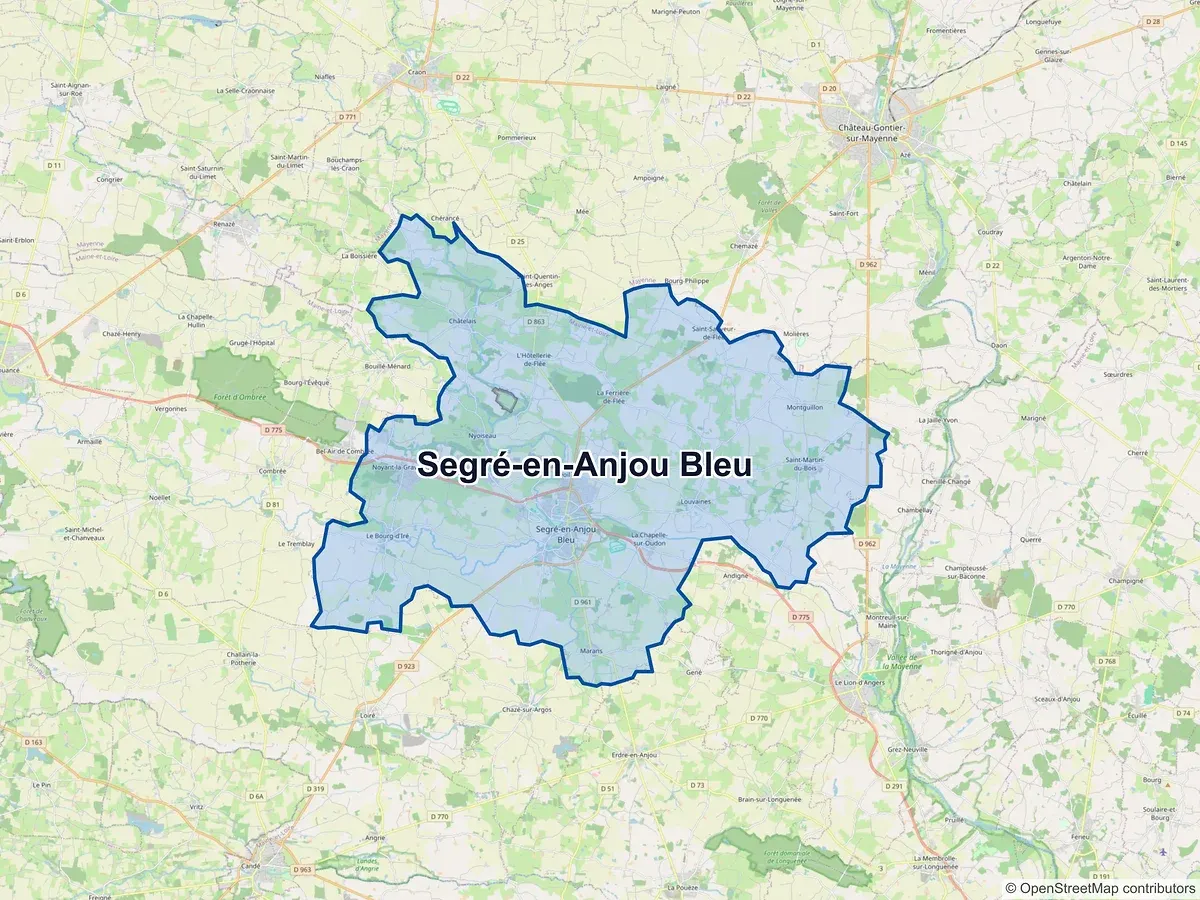 Carte de Segré-en-Anjou Bleu (Maine-et-Loire)