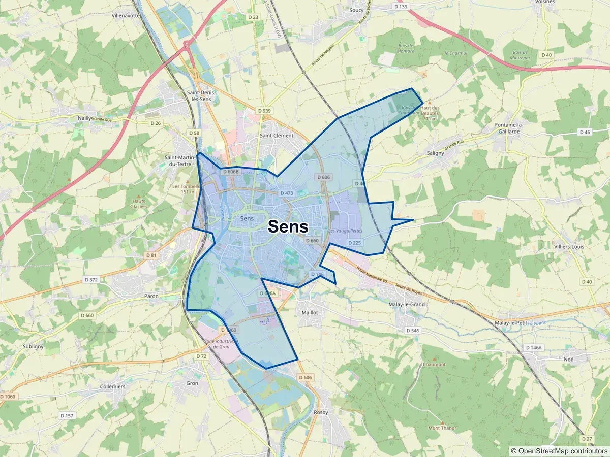 Carte de Sens (Yonne)