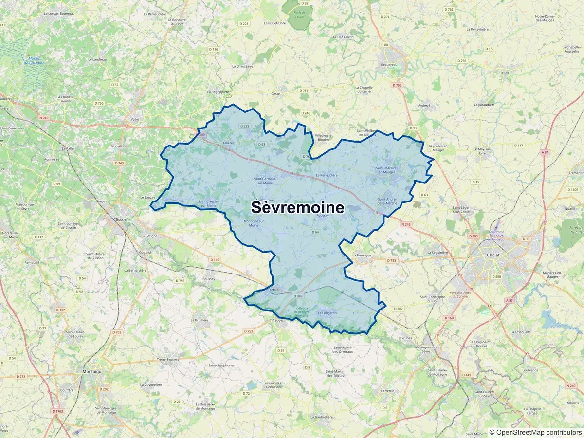 Carte de Sèvremoine (Maine-et-Loire)