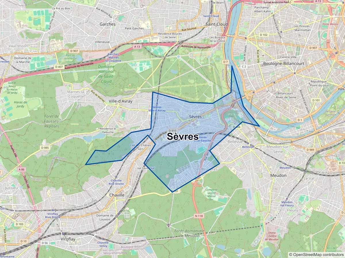 Carte de Sèvres (Hauts-de-Seine)