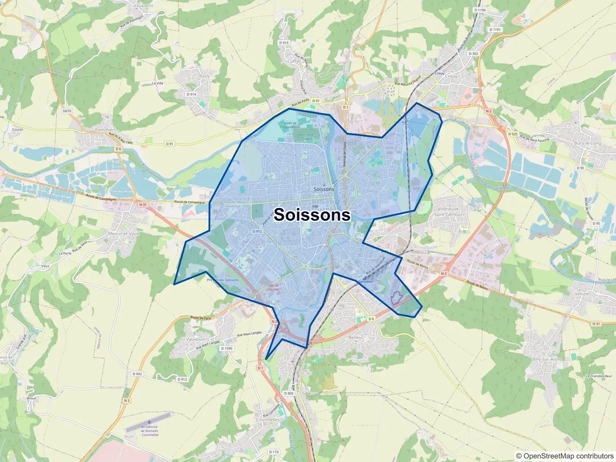 Carte de Soissons (Aisne)