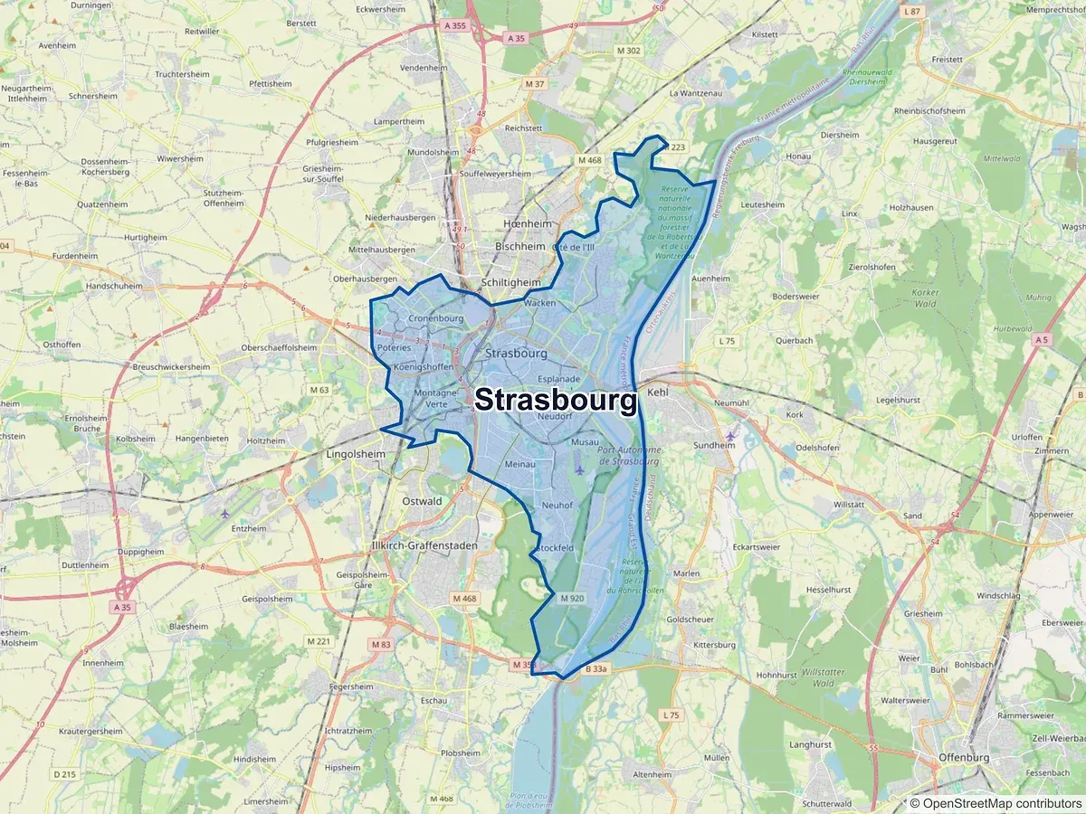 Carte de Strasbourg (Bas-Rhin)