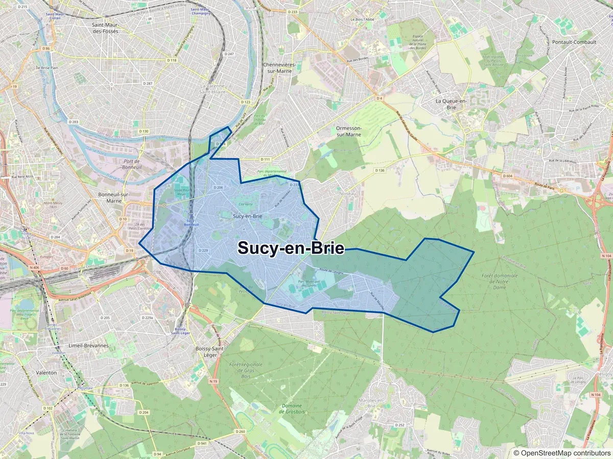 Carte de Sucy-en-Brie (Val-de-Marne)
