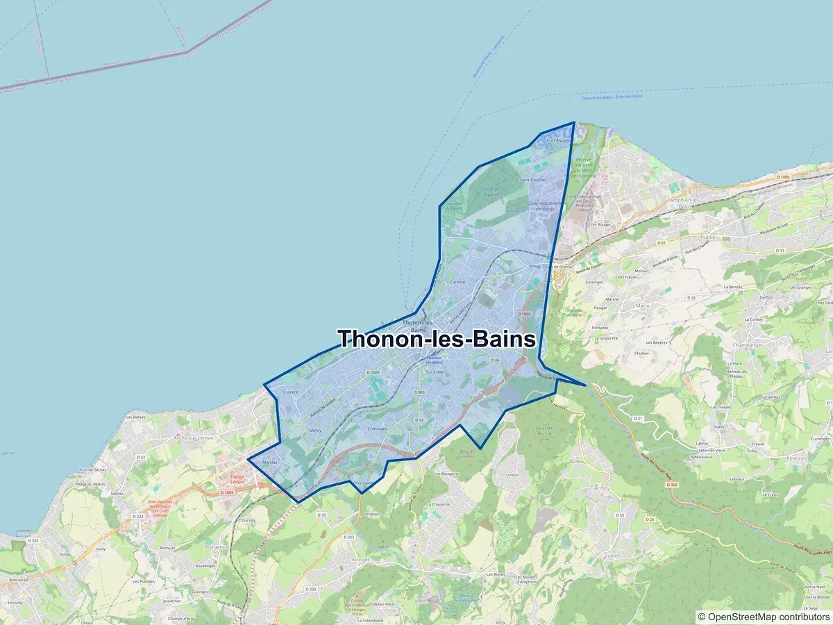 Carte de Thonon-les-Bains (Haute-Savoie)